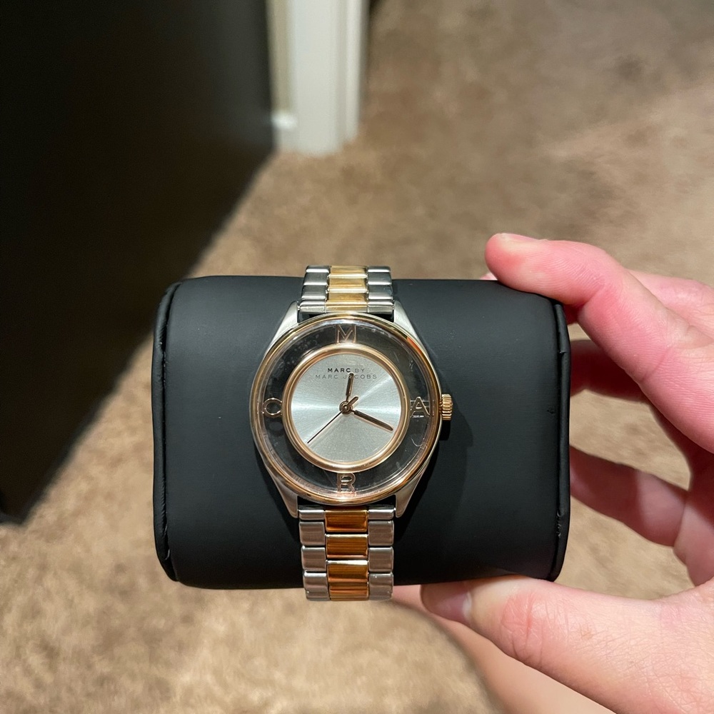 Marc Jacobs Silver & Rose Gold Watch - brand new with plastic cover on watch